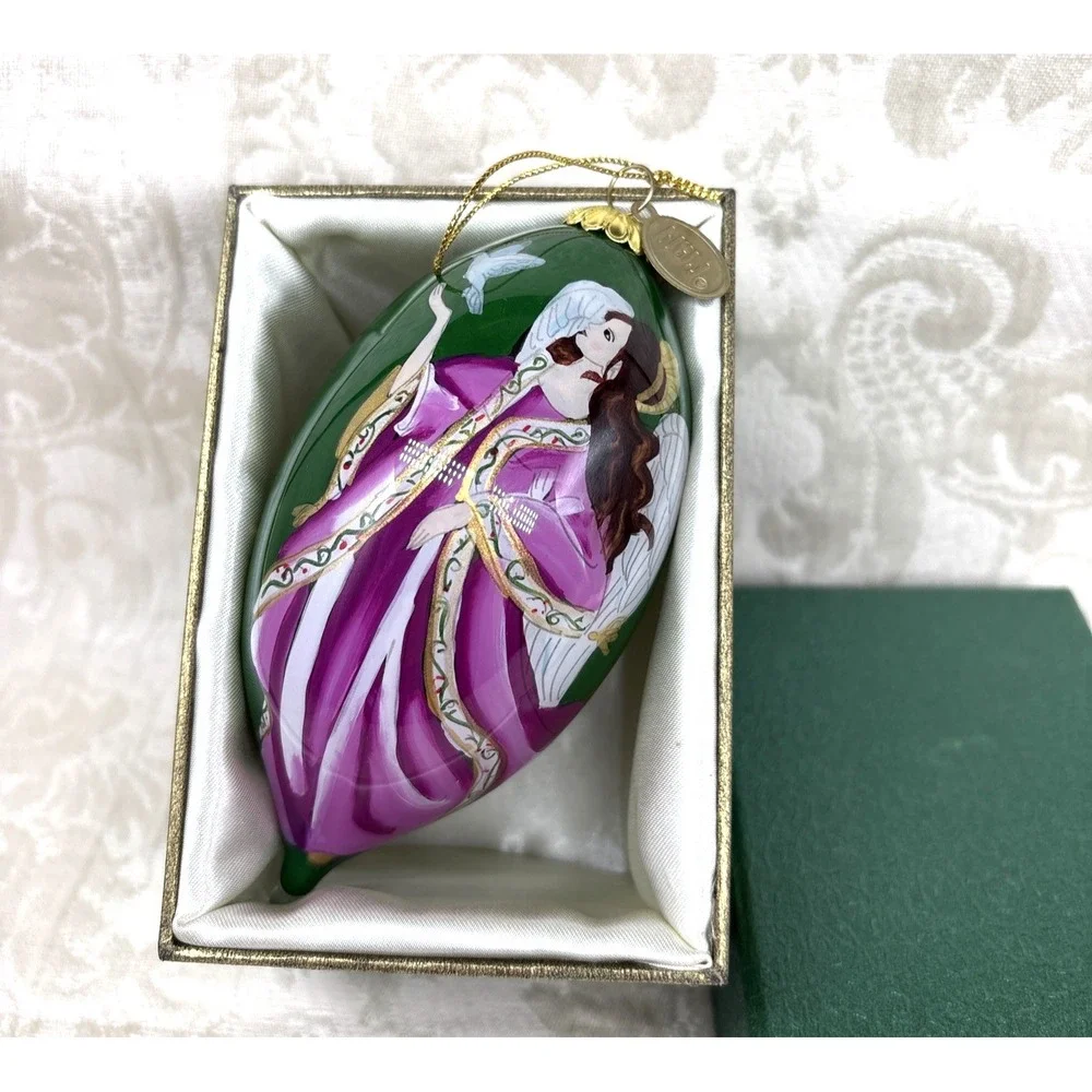 Pier 1 Imports Li Bien 2014 Holy Family Glass Ornament Box Handpainted Peace Joy